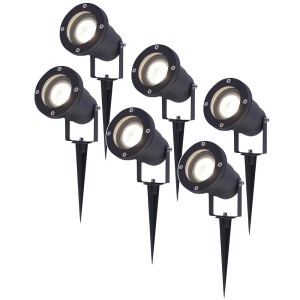 V-TAC Set van 6 LED Prikspots – 4000K Neutraal wit – Kantelbaar – IP44 Vochtbestendig – Aluminium – Tuinspot – Geschikt voor in de tuin – Zwart – 3 jaar garantie