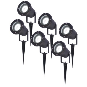 V-TAC Set van 6 LED Prikspots – 6000K Daglicht wit – Kantelbaar – IP44 Vochtbestendig – Aluminium – Tuinspot – Geschikt voor in de tuin – Zwart – 3 jaar garantie
