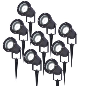 V-TAC Set van 9 LED Prikspots – 6000K Daglicht wit – Kantelbaar – IP44 Vochtbestendig – Aluminium – Tuinspot – Geschikt voor in de tuin – Zwart – 3 jaar garantie