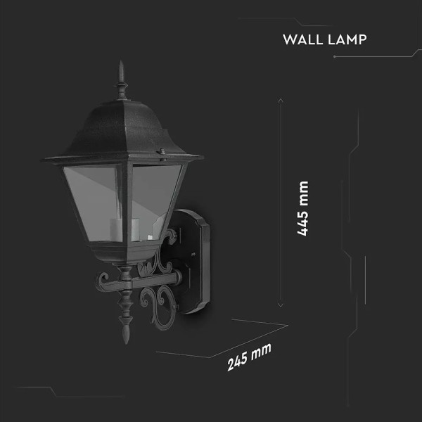 V tac traditioneel klassieke wandlamp xl zwart ges 3