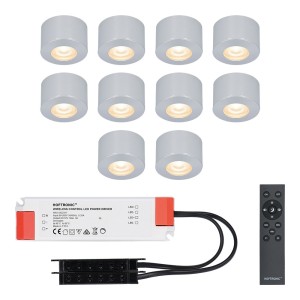 HOFTRONIC Complete set 10x3W dimbare LED in/opbouwspots Navarra IP44