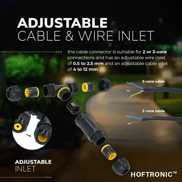 Hoftronic kabelverbinder t vorm ip68 waterdicht wa 3