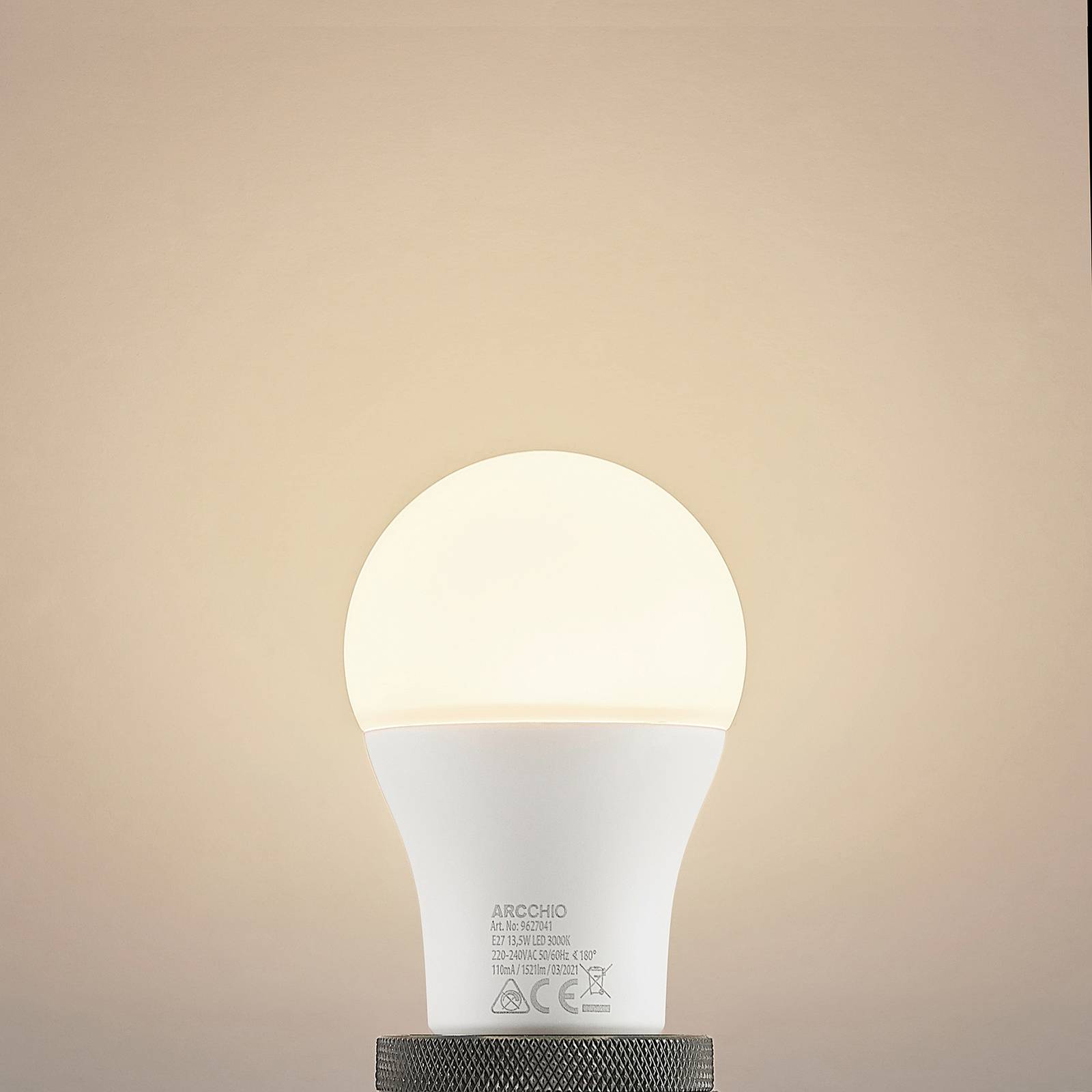 Arcchio LED lamp E27 A60 13,5W 3.000K opaal