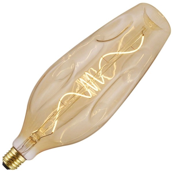 Decoratieve led filament designlamp met goud getint glas. De lamp heeft een lengte van maar liefst 307mm en is daarmee een opvallende toevoeging aan uw interieur.