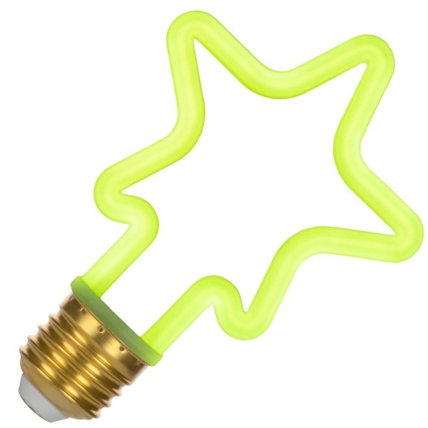 Neonlamp in de vorm van een ster. Deze uitvoering geeft groen licht en maakt gebruik van led techniek. Hierdoor verbruikt de lamp slechts 4 watt. De lamp heeft een gangbare e27 fitting en past daardoor in veel armaturen. Ideaal om te combineren met de andere kleuren. Bijvoorbeeld als feestverlichting in een prikkabel.