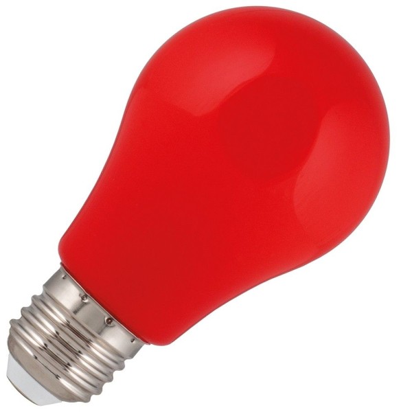 Rode led lamp van kunststof met hoog wattage zodat u veel licht uit deze lamp krijgt. Vergelijkbaar met een rode gloeilamp van ruim 60 watt. Doordat de lamp van kunststof is