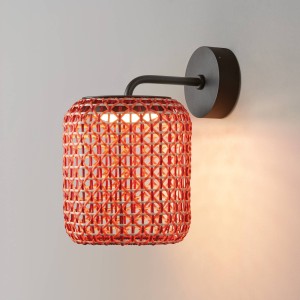 Bover Nans A LED buitenwandlamp, rood, Ø 21,6 cm