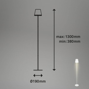 Briloner Akku LED vloerlamp, 2.700K, wit