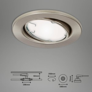 Briloner LED inbouwlamp Fit Move S, CCT RGB 3-voudig, nikkel