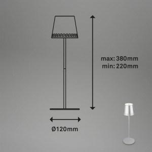 Briloner LED tafellamp Kiki met accu 3.000K, mat chroom