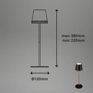 Briloner LED tafellamp Kiki met accu 3.000K zwart/goud