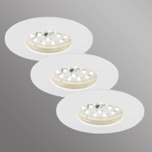 Briloner Set van 3 LED inbouwlampen Felia IP44, wit