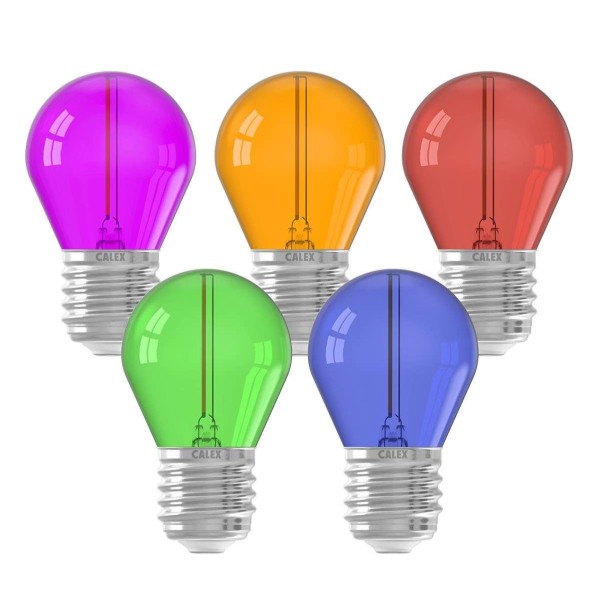 Combinatieverpakking met led kogellampen in 5 verschillende kleuren (blauw