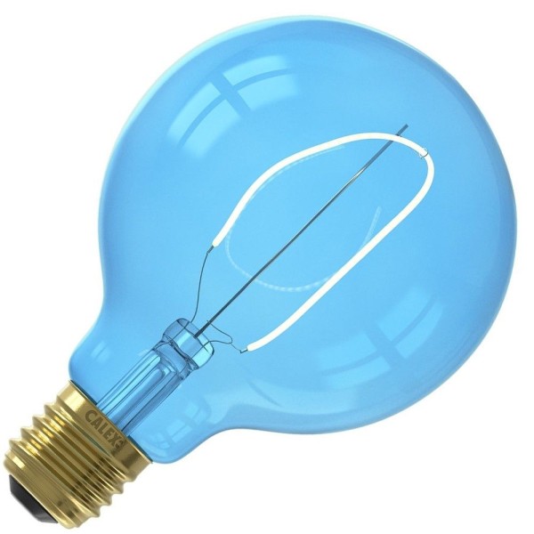 Vrolijke blauwe bolvormige lamp uit de colors serie van calex. Deze globelamp heeft een diameter van 9