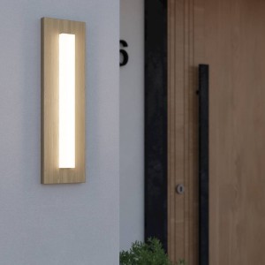 EGLO LED buitenwandlamp Bitetto in houtoptiek