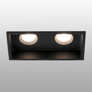 FARO BARCELONA Inbouwlamp Hyde, 2-lamps IP44 in zwart