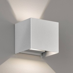 FISCHER & HONSEL LED buitenwandlamp Wall, kubusvormig, zilver