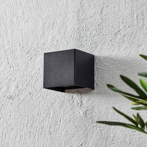 FISCHER & HONSEL LED buitenwandlamp Wall, kubusvormig, zwart
