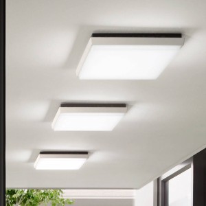 Fabas Luce LED buiten plafondlamp Desdy, 30×30 cm, wit
