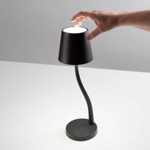 Fabas Luce LED tafellamp Judy, accu, IP54, zwart