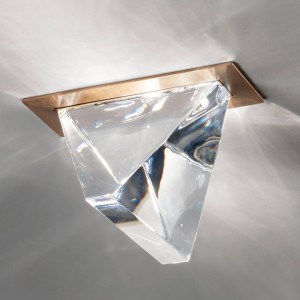 Fabbian LED inbouwlamp Tripla met glas, brons