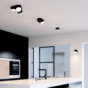 LUTEC LED plafondspot Stanos, CCT, 2-lamps, zwart