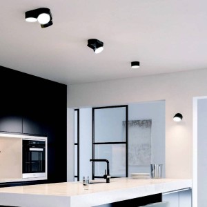 LUTEC LED plafondspot Stanos, CCT, 3-lamps, zwart