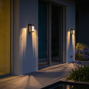 Les Jardins LED solarwandlamp Corner met sensor, grijs