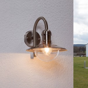 Lindby Damion – moderne roestvrijstalen buitenwandlamp