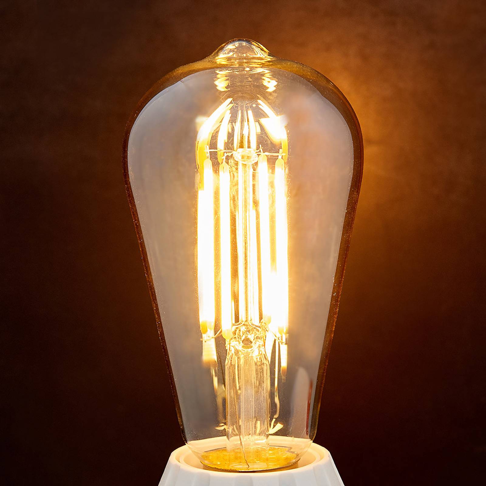 Lindby E27 LED rustieke lamp 6W 500 lm, amber 1.800K