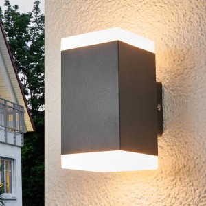 Lindby Hedda – hoekige LED buitenwandlamp