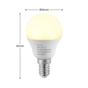 Lindby LED lamp E14 G45 4,5W opaal 10 per set