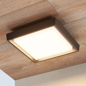 Lucande LED buitenplafondlamp Birta, hoekig, 27 cm