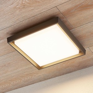 Lucande LED buitenplafondlamp Birta, hoekig, 34 cm