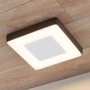 Lucande LED buitenplafondlamp Sora, hoekig, sensor