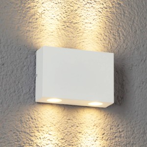Lucande LED-buitenwandlamp Henor in wit met 2 lichtpunten