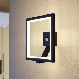 Lucande LED buitenwandlamp Square grafietgrijs met sensor