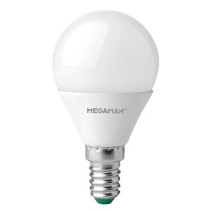 MEGAMAN LED lamp E14 druppel 4,9W, opaal, universeel wit