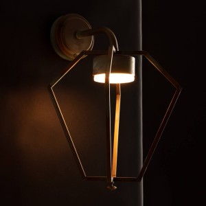 Moretti Luce LED buitenwandlamp Gemstone, antiek messing/opaal