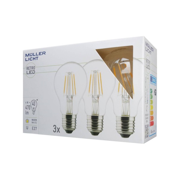 Müller-licht led lamp e27 4w 2. 700k filament 3 per set