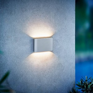 Nordlux LED buitenwandlamp Kinver in vlakke vorm, wit