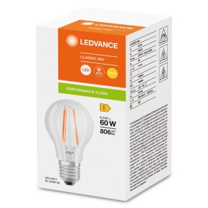 OSRAM LED filament lamp E27 6,5W 827, transparant