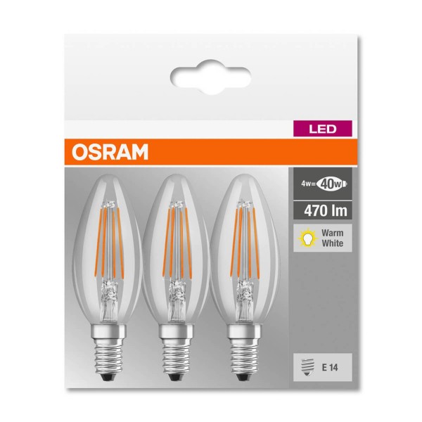 Osram led kaarslamp e14 4w filament 2. 700k 3 per set 2