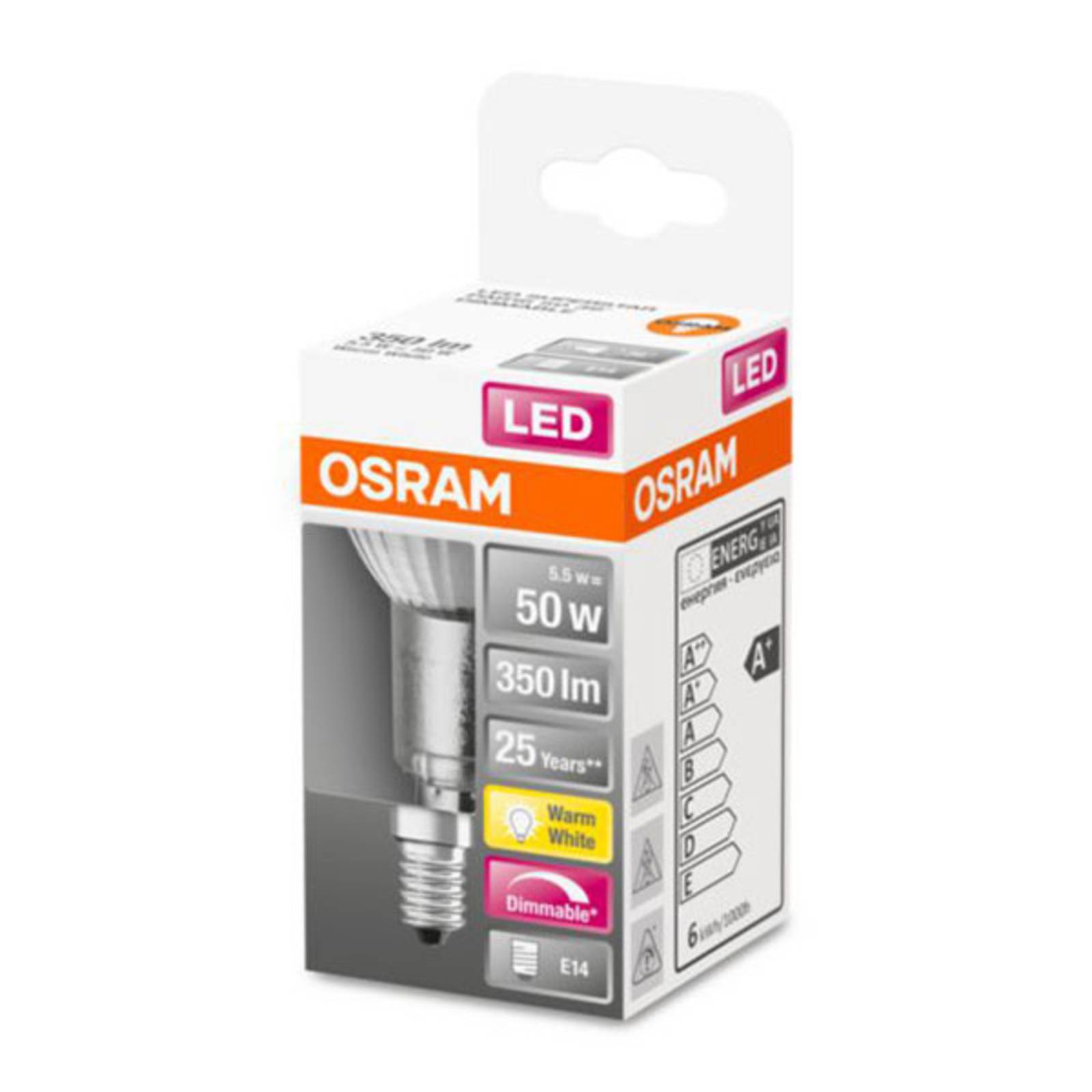 OSRAM LED lamp E14 4,8W PAR16 2.700K dimbaar