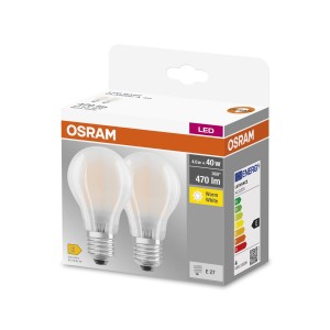 OSRAM LED lamp E27 4W 827 Classic A GLFR mat 2 per set