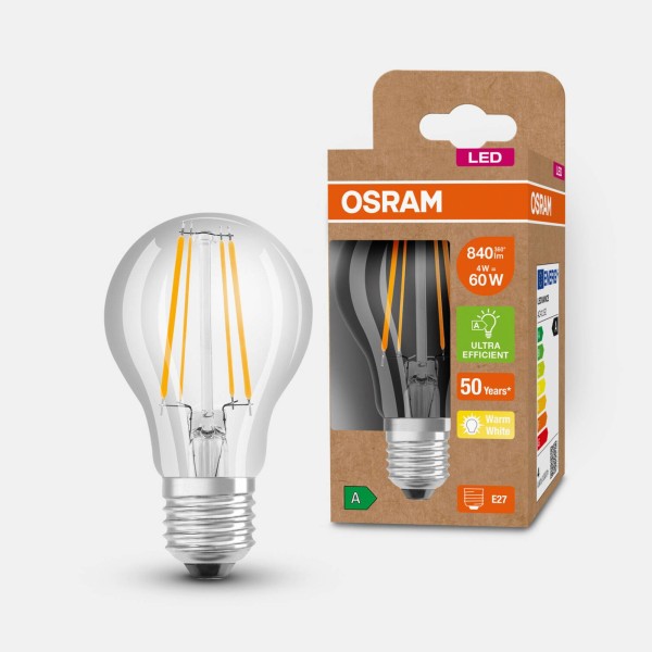 Osram led lamp e27 a60 4w 840lm 3. 000k helder