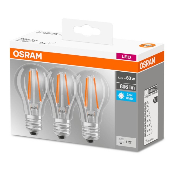 Osram led lamp e27 classic filament 840 per 3 2
