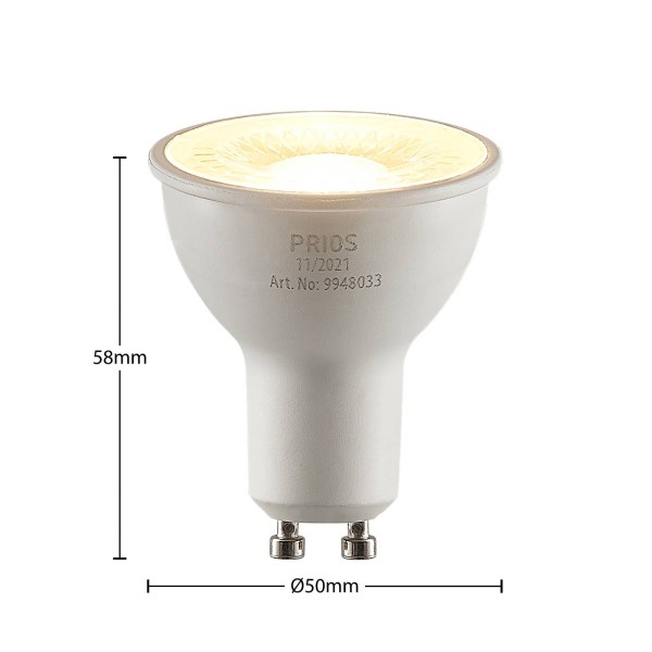 Prios led reflector gu10 8w 2. 700k 60° 10 per set