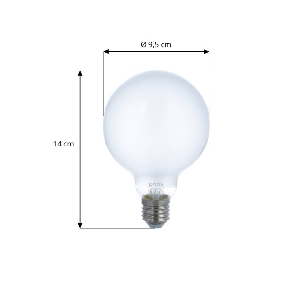 Prios smart led e27-lamp g95 7w wlan mat tunable white