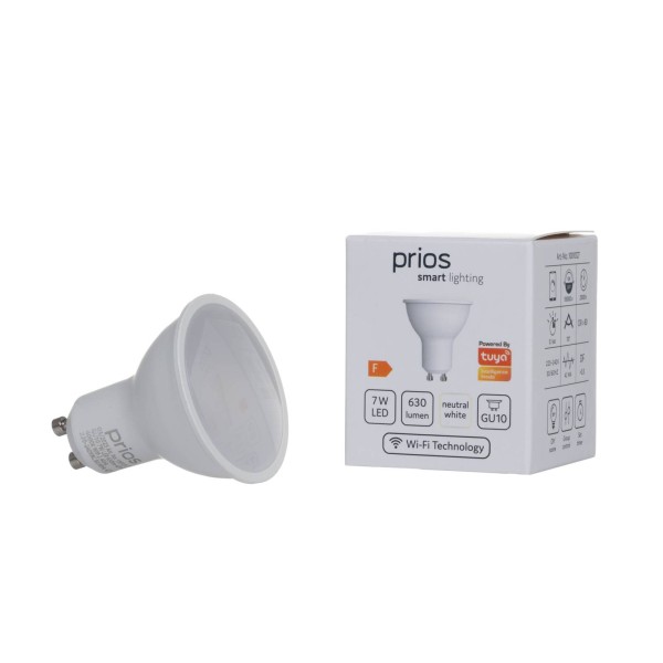 Prios smart led gu10 reflector plastic 7w wlan opaal 840 2